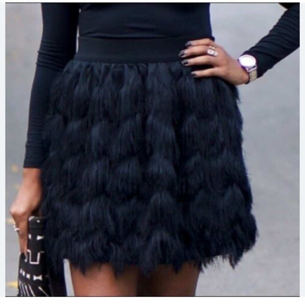 Banana Republic Black Fringe Skirt, Small